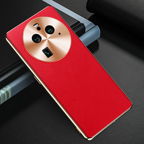 Funda Lujo Cuero Carcasa GS4 para Oppo Find X6 5G Rojo