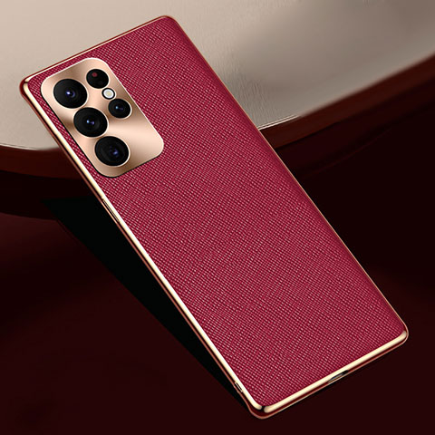 Funda Lujo Cuero Carcasa H01 para Samsung Galaxy S21 Ultra 5G Rojo