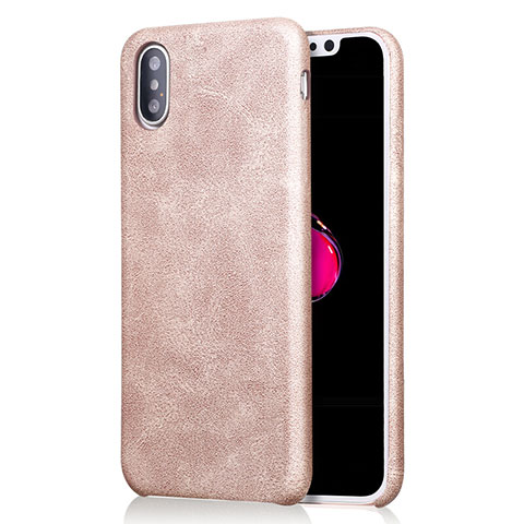 Funda Lujo Cuero Carcasa L01 para Apple iPhone Xs Max Oro