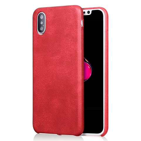Funda Lujo Cuero Carcasa L01 para Apple iPhone Xs Max Rojo