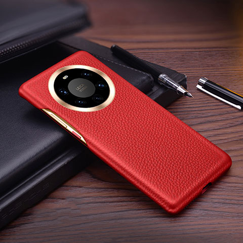 Funda Lujo Cuero Carcasa L01 para Huawei Mate 40 Pro+ Plus Rojo