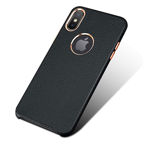 Funda Lujo Cuero Carcasa L04 para Apple iPhone Xs Max Negro