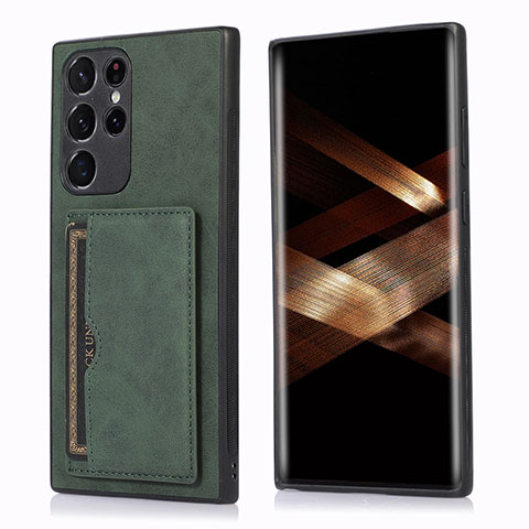 Funda Lujo Cuero Carcasa M03T para Samsung Galaxy S24 Ultra 5G Verde