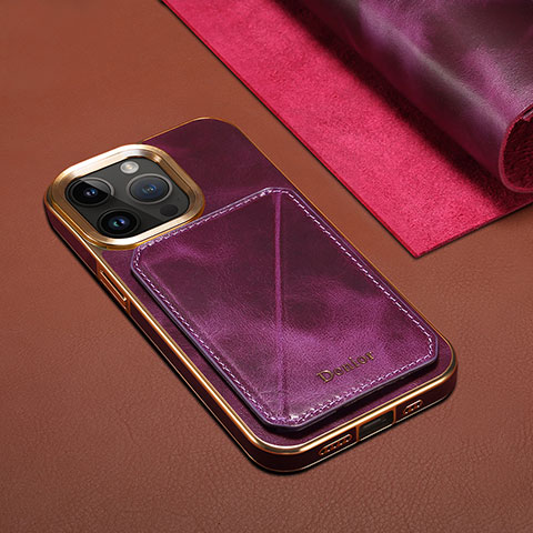 Funda Lujo Cuero Carcasa MT1 para Apple iPhone 14 Pro Morado