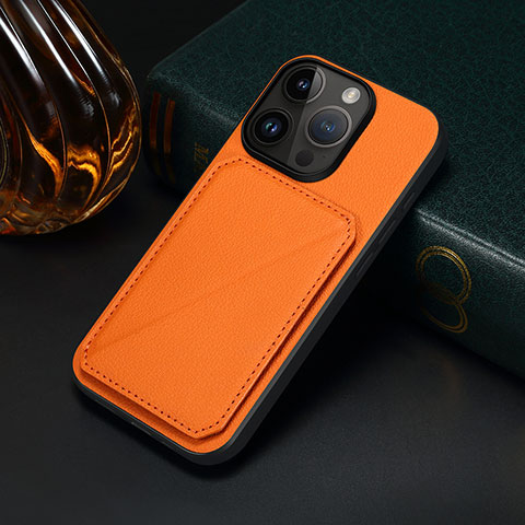 Funda Lujo Cuero Carcasa MT4 para Apple iPhone 14 Pro Max Naranja