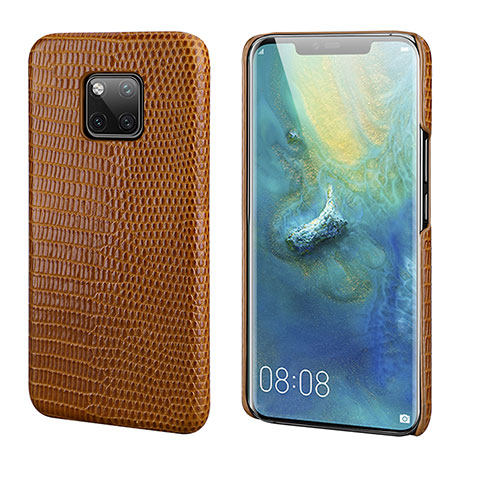 Funda Lujo Cuero Carcasa P02 para Huawei Mate 20 Pro Marron