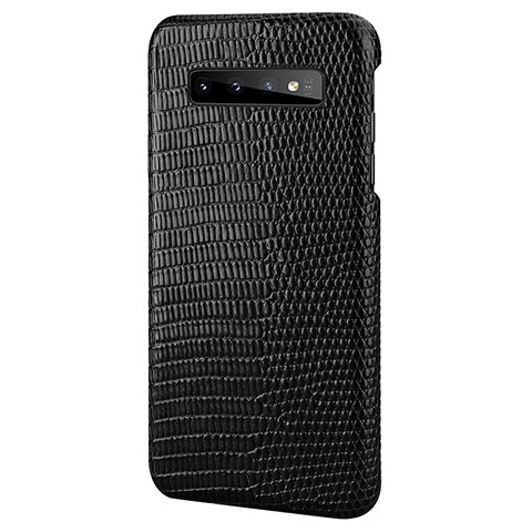 Funda Lujo Cuero Carcasa P02 para Samsung Galaxy S10 Negro