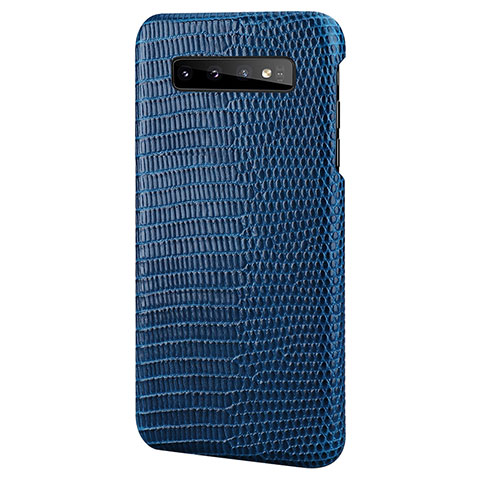 Funda Lujo Cuero Carcasa P02 para Samsung Galaxy S10 Plus Azul