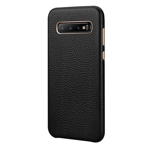 Funda Lujo Cuero Carcasa P03 para Samsung Galaxy S10 Plus Negro