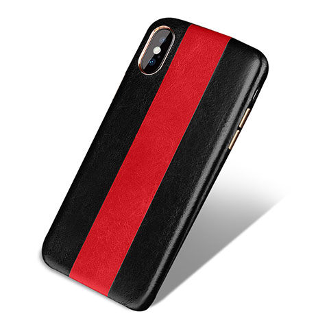 Funda Lujo Cuero Carcasa para Apple iPhone X Rojo