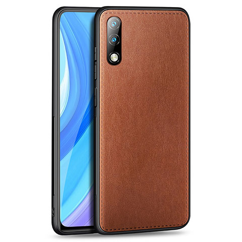 Funda Lujo Cuero Carcasa para Huawei Enjoy 10 Marron