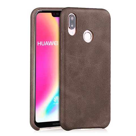 Funda Lujo Cuero Carcasa para Huawei Nova 3e Marron