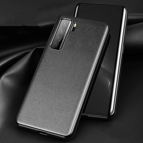 Funda Lujo Cuero Carcasa para Huawei Nova 7 SE 5G Negro