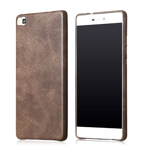 Funda Lujo Cuero Carcasa para Huawei P8 Marron