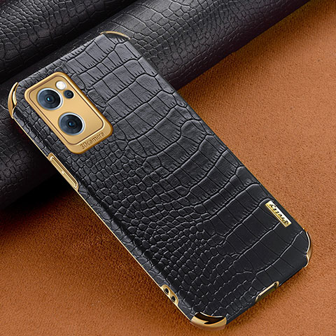 Funda Lujo Cuero Carcasa para Oppo Reno7 5G Negro