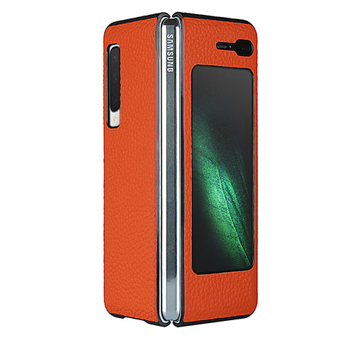 Funda Lujo Cuero Carcasa para Samsung Galaxy Fold Naranja