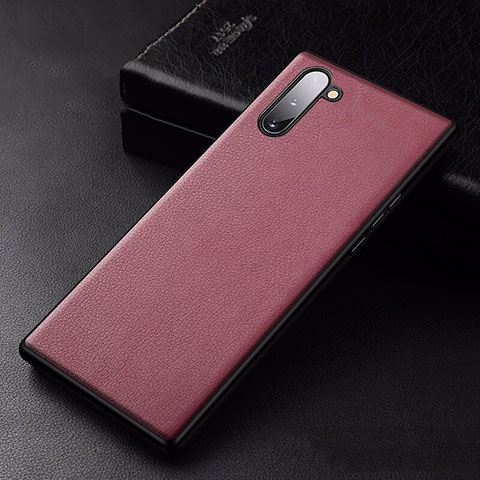 Funda Lujo Cuero Carcasa para Samsung Galaxy Note 10 5G Rojo Rosa