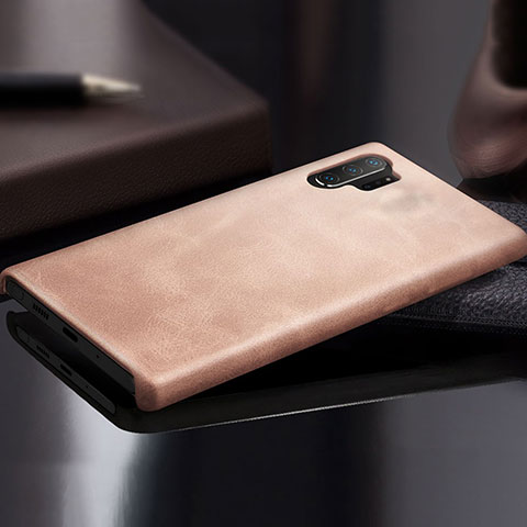 Funda Lujo Cuero Carcasa para Samsung Galaxy Note 10 Plus 5G Oro Rosa