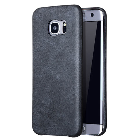Funda Lujo Cuero Carcasa para Samsung Galaxy S7 Edge G935F Negro