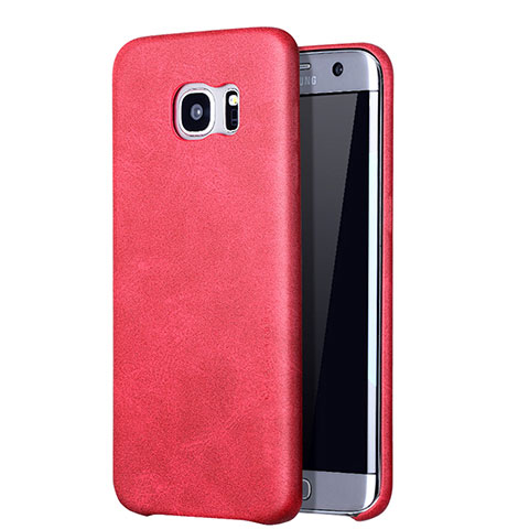 Funda Lujo Cuero Carcasa para Samsung Galaxy S7 Edge G935F Rojo