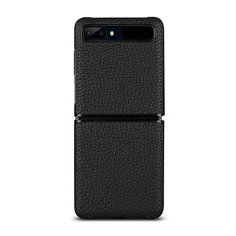 Funda Lujo Cuero Carcasa para Samsung Galaxy Z Flip Negro