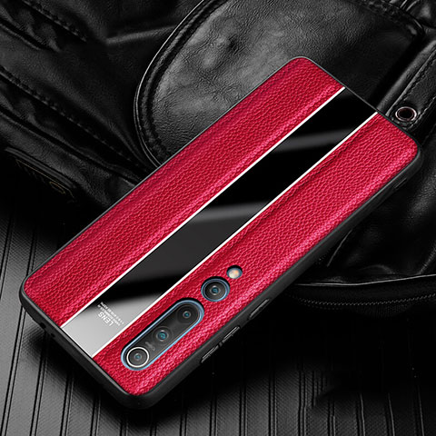 Funda Lujo Cuero Carcasa para Xiaomi Mi 10 Rojo
