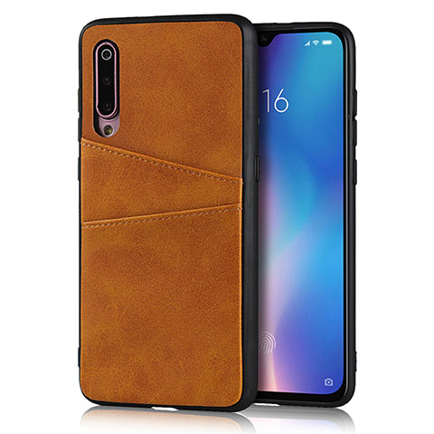 Funda Lujo Cuero Carcasa para Xiaomi Mi 9 Pro 5G Naranja