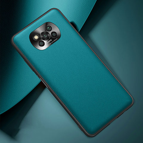 Funda Lujo Cuero Carcasa para Xiaomi Poco X3 Cian