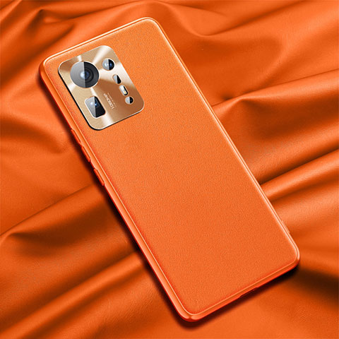 Funda Lujo Cuero Carcasa QK1 para Xiaomi Mi Mix 4 5G Naranja