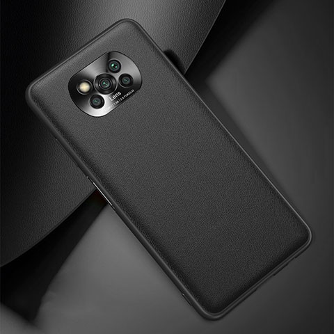 Funda Lujo Cuero Carcasa QK2 para Xiaomi Poco X3 NFC Negro