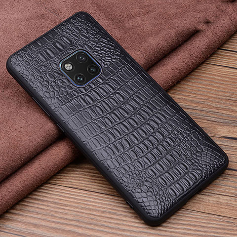 Funda Lujo Cuero Carcasa R01 para Huawei Mate 20 Pro Negro