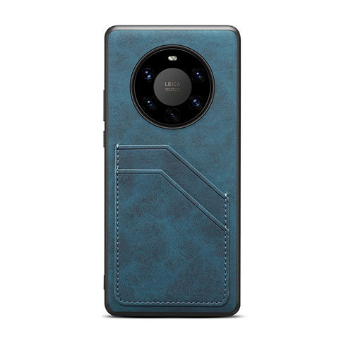 Funda Lujo Cuero Carcasa R01 para Huawei Mate 40 Pro+ Plus Azul