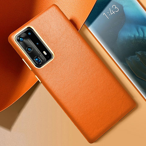 Funda Lujo Cuero Carcasa R01 para Huawei P40 Pro+ Plus Naranja