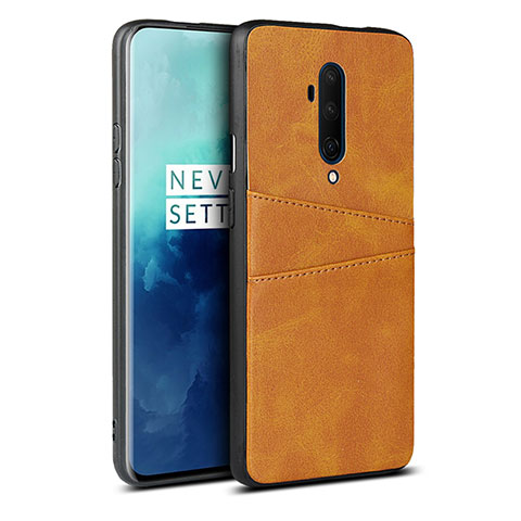 Funda Lujo Cuero Carcasa R01 para OnePlus 7T Pro Naranja