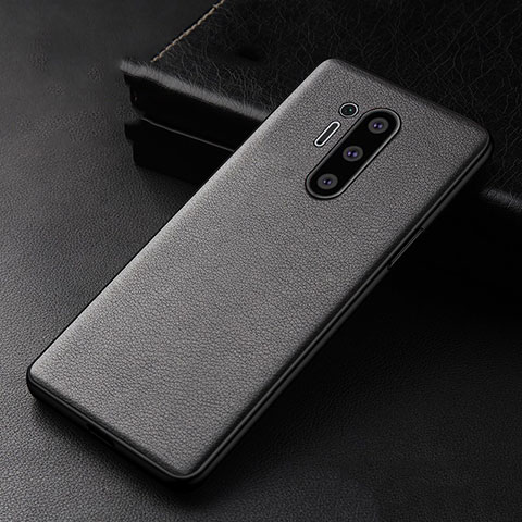 Funda Lujo Cuero Carcasa R01 para OnePlus 8 Pro Negro