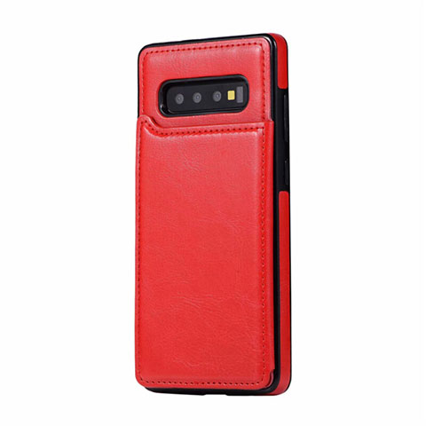 Funda Lujo Cuero Carcasa R01 para Samsung Galaxy S10 Plus Rojo