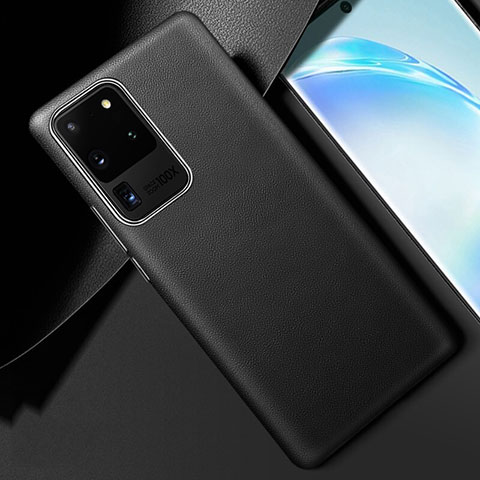 Funda Lujo Cuero Carcasa R01 para Samsung Galaxy S20 Ultra Negro