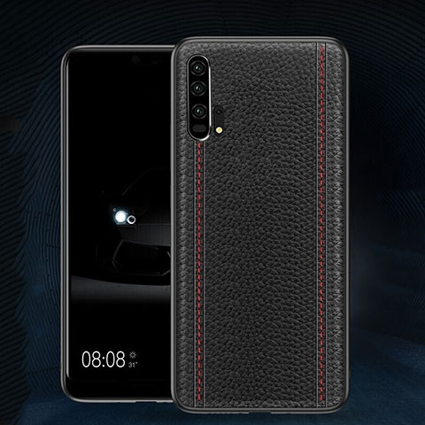 Funda Lujo Cuero Carcasa R02 para Huawei Honor 20 Pro Negro