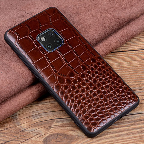 Funda Lujo Cuero Carcasa R02 para Huawei Mate 20 Pro Marron