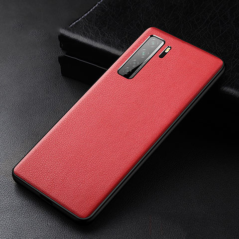 Funda Lujo Cuero Carcasa R02 para Huawei P40 Lite 5G Rojo