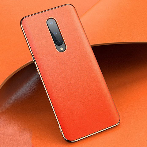 Funda Lujo Cuero Carcasa R02 para OnePlus 8 Naranja