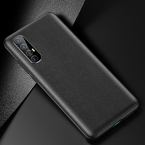 Funda Lujo Cuero Carcasa R02 para Oppo Reno3 Pro Negro