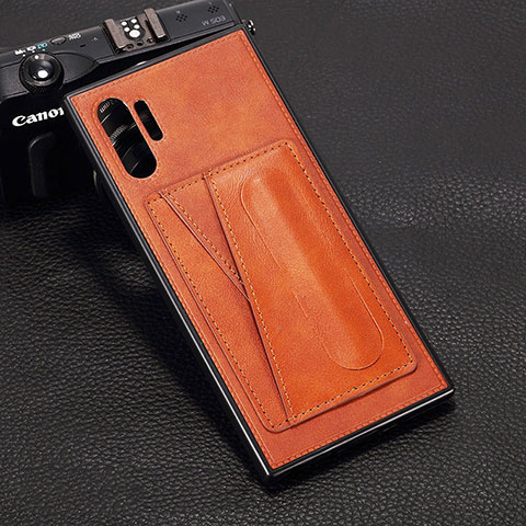 Funda Lujo Cuero Carcasa R02 para Samsung Galaxy Note 10 Plus 5G Naranja