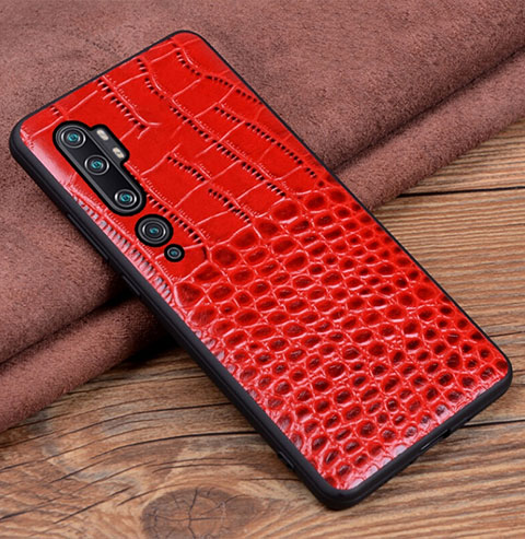 Funda Lujo Cuero Carcasa R02 para Xiaomi Mi Note 10 Pro Rojo