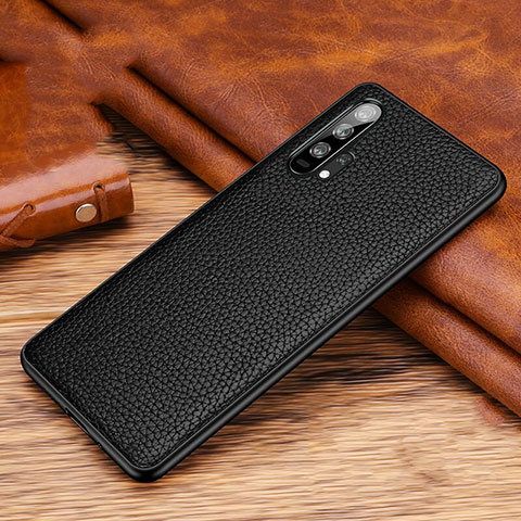 Funda Lujo Cuero Carcasa R03 para Huawei Honor 20 Pro Negro