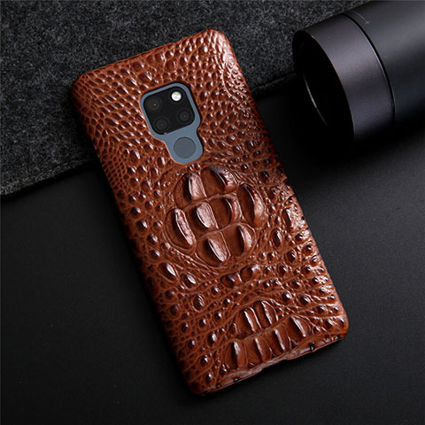 Funda Lujo Cuero Carcasa R03 para Huawei Mate 20 Marron