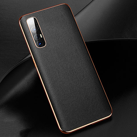 Funda Lujo Cuero Carcasa R03 para Oppo Find X2 Neo Negro