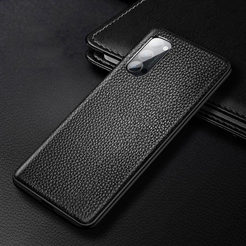 Funda Lujo Cuero Carcasa R03 para Oppo Reno4 Pro 5G Negro