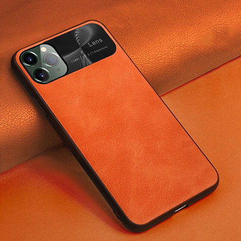 Funda Lujo Cuero Carcasa R04 para Apple iPhone 11 Pro Max Naranja