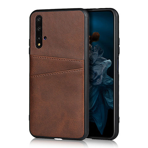 Funda Lujo Cuero Carcasa R04 para Huawei Nova 5T Marron